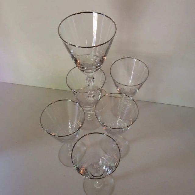 Platinum Rim Fostoria Wine Glasses - Set of 6 For Sale - Image 9 of 13