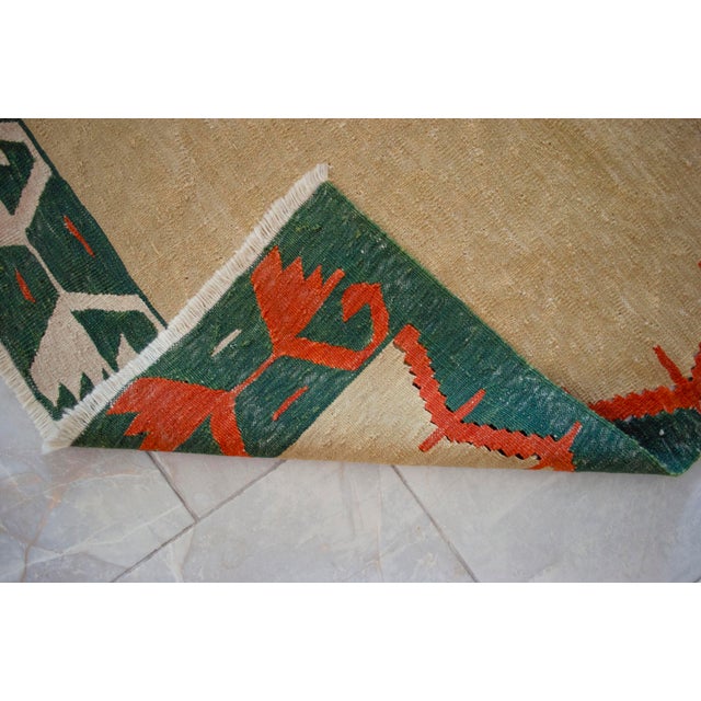 Vintage 6x9 Turkish Rug Kilim Handmade Geometric Tribal Design for Modern Farmhouse Decor For Sale - Image 12 of 13