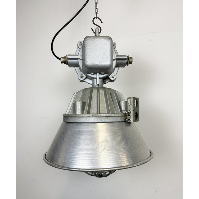 Large Industrial Cast Aluminium Cage Pendant Light from Polam Wilkasy, 1970s For Sale - Image 12 of 18