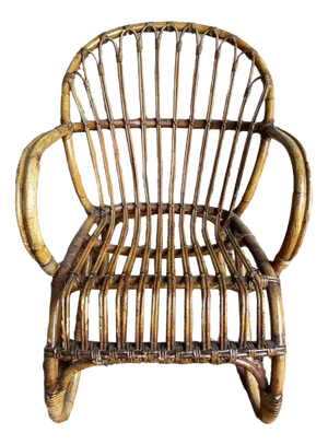 Rattan Armchairs, 1950s, Set of 4