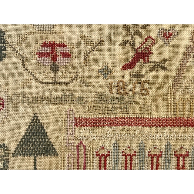 Early 19th Century Exceptional English Regency Schoolgirl Needlework Sampler by Charlotte Rees, Age 11, Dated 1816 For Sale - Image 5 of 10