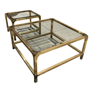 Mastercraft Brass Waterfall Coffee & End Table - 2 Piece Set