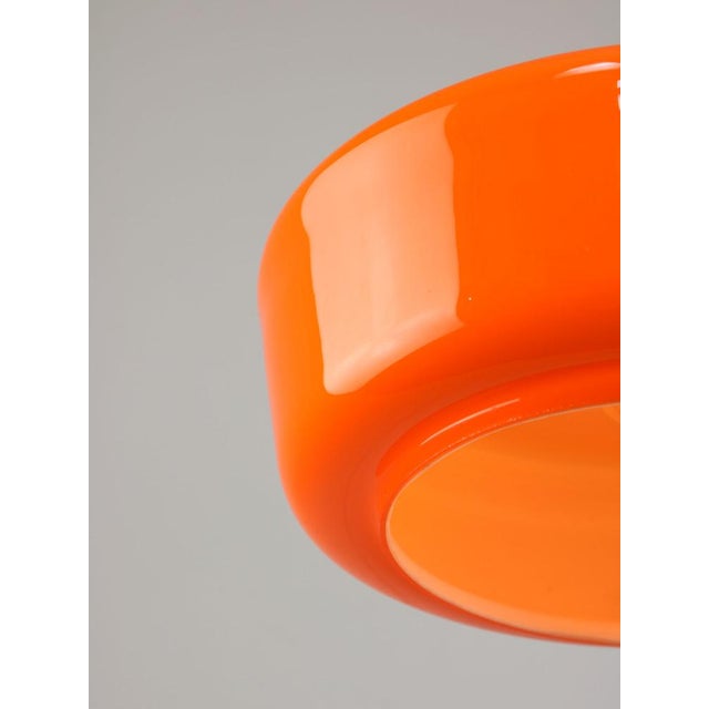 Mid-Century Modern Italian Orange Glass and Brass Pendant Lamp For Sale - Image 9 of 15