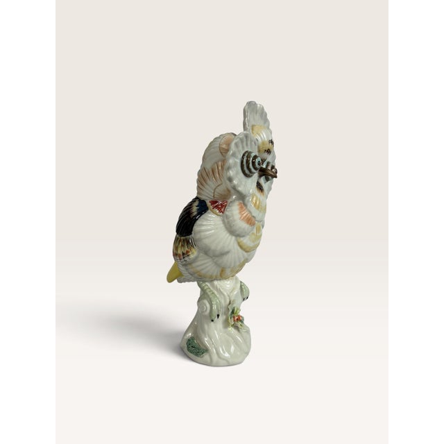 Ceramic Mid 20th Century Mottahedeh Italian Grotto Style Majolica Seashell Owl Figurine For Sale - Image 7 of 11