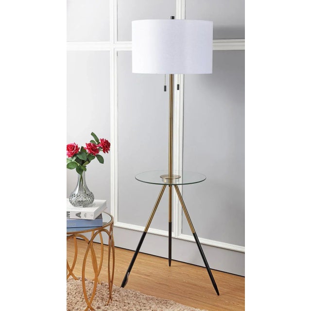 Modern Floor Lamp Side Table - Gold & Black For Sale - Image 3 of 5