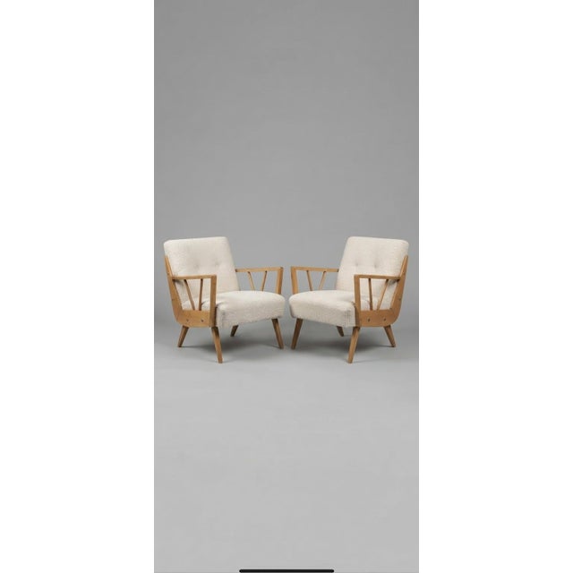 Mid-Century Modern Hungarian Lounge Chairs in Off-White Bouclé by Bodnár János for Bubiv, 1970s, Set of 2 For Sale - Image 6 of 6