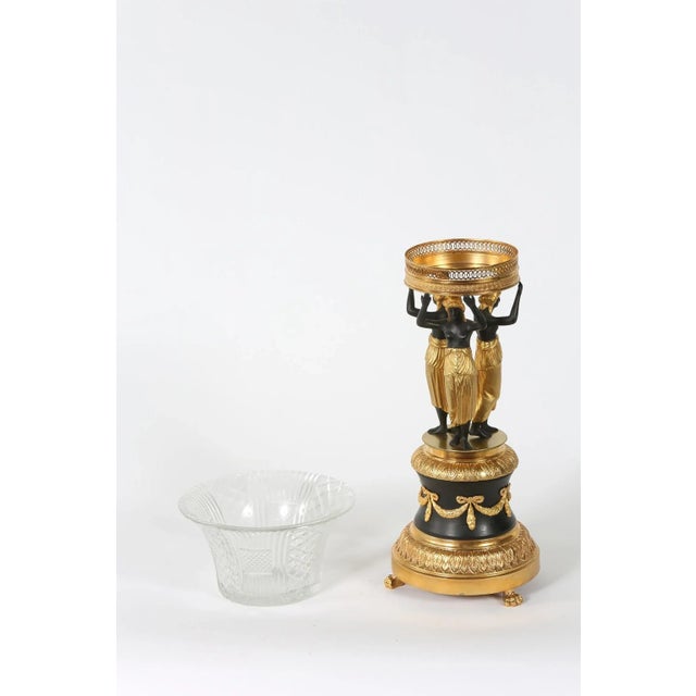 Empire Style Two Tone Gilt Pedestal / Cut Glass Tazza For Sale - Image 9 of 13
