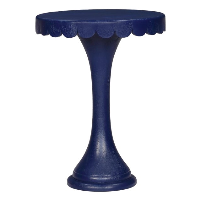 Scalloped Dark Navy Drinks Table For Sale