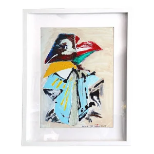 Matrix. XVII Framed Abstract Surreal Red & Yellow Painting