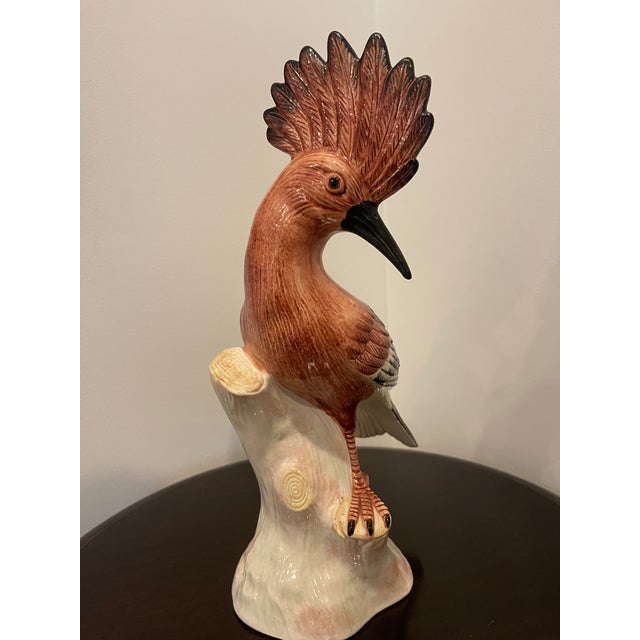 Eximious Italian Mid 20th Century Pair Porcelain Hoopoe Birds For Sale - Image 10 of 14