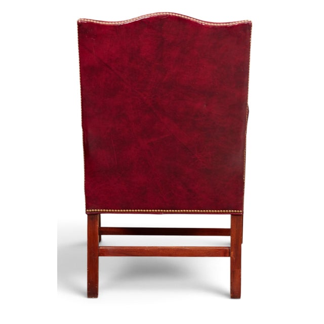 Hancock & Moore Chippendale Mahogany & Oxblood Red Leather Desk Chair Armchair.