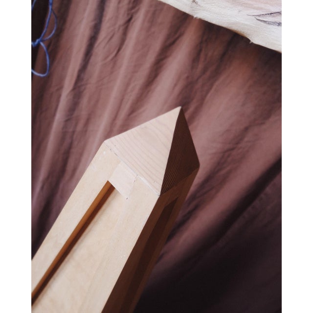 Modern Pair of 75 Inch Wooden Obelisks on Plinth Bases, Architectural Floor Sculptures For Sale - Image 3 of 8