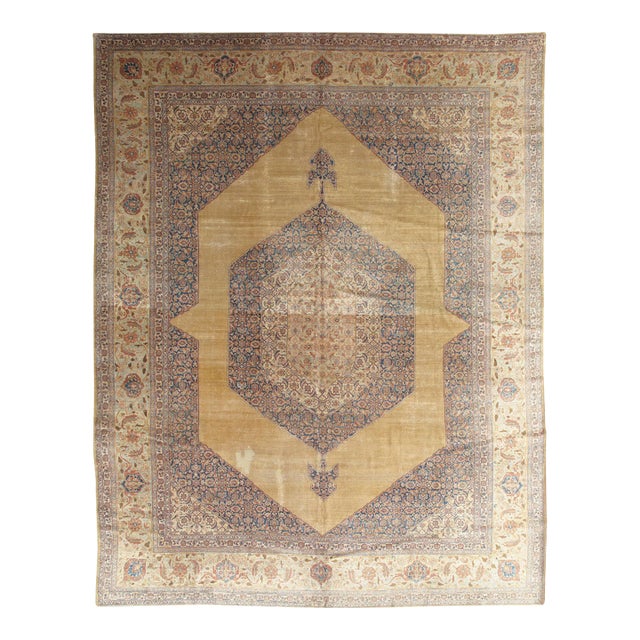 Antique Tabriz Carpet, Persian Rug, Earth Tones, Ivory, Soft Colors For Sale