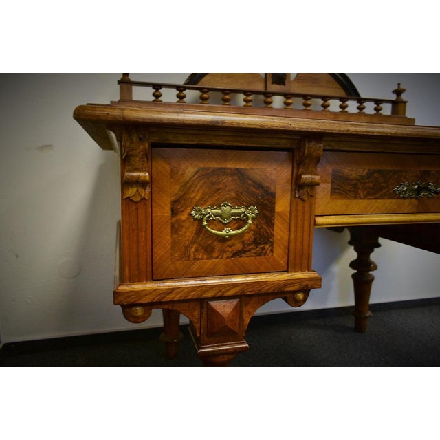 Historic Office Table in Walnut, Former Czechoslovakia, 1830s For Sale - Image 3 of 18