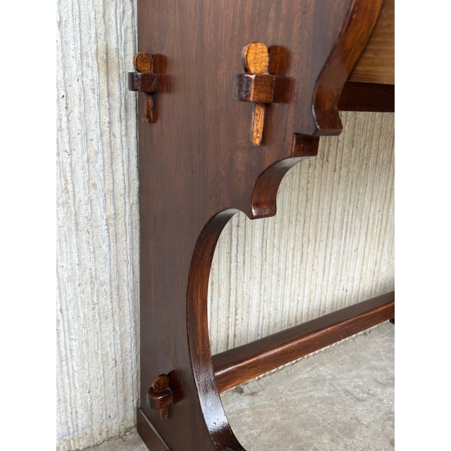 Early 20th Century Spanish Colonial Narrow Console Table with Two Drawers with Iron Hardware For Sale - Image 10 of 18