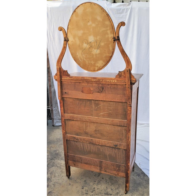 Antique Mission American Oak Highboy Dresser Chest With Mirror Chairish