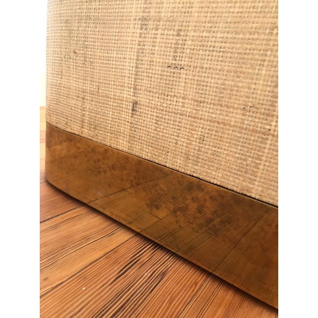 Sand Vintage Lacquered Grasscloth Coffee Table With Brass Feet For Sale - Image 8 of 11