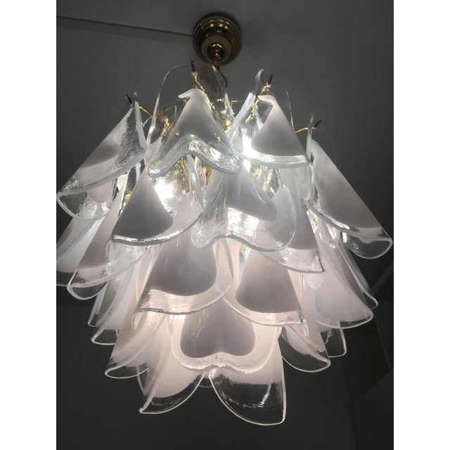 Italian White Murano Glass Sputnik Metal Frame Chandelier For Sale - Image 11 of 13