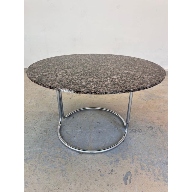 Round Dining Table in Granite and Chrome from Giotto Stoppino, 1970s For Sale - Image 11 of 11
