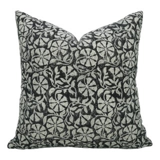 Fabdivine Handblock Print Cushion Cover 22x22 Inch Off-White Linen-Rudraksh For Sale