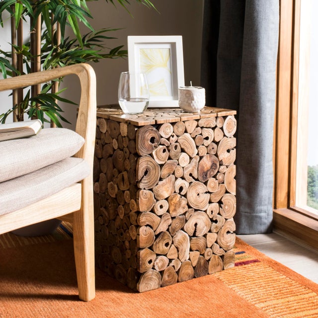 Brown Woodcut Stool in Medium Oak & Black For Sale - Image 8 of 10