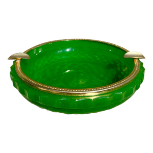 Vintage Green Opaline Art Glass Ashtray