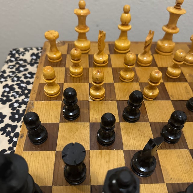 Mid-Century Modern Vintage Chess Game Wooden 1960s For Sale - Image 3 of 10