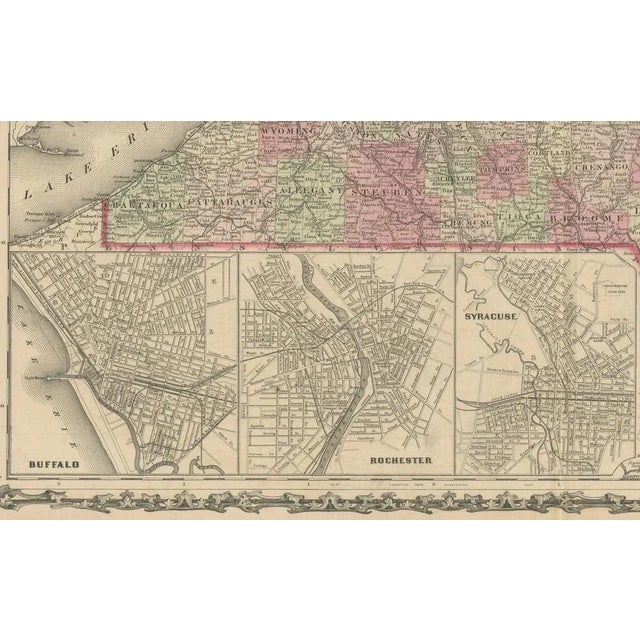 Mid 19th Century Map of New York State with City Insets from Johnsons, 1864 For Sale - Image 5 of 6
