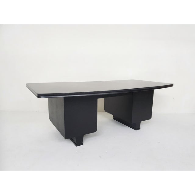 Large Black Wooden Executive Desk, 1960s For Sale - Image 11 of 18