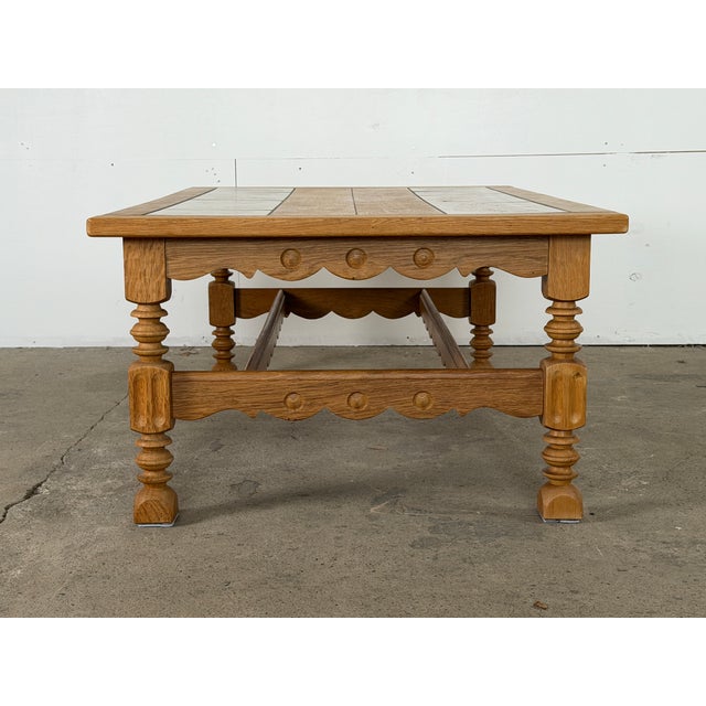 Brutalist Danish Oak Tile-Top Coffee Table from Henning Kjærnulf, 1960s For Sale - Image 4 of 8