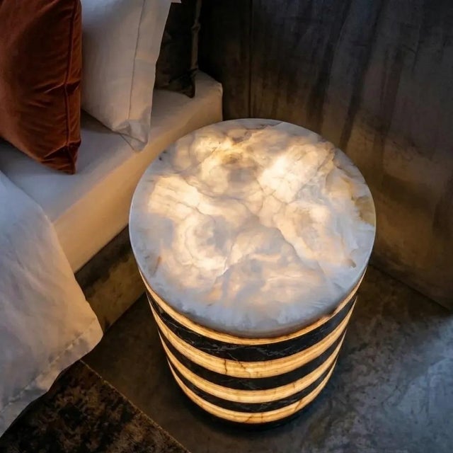 Early 21st Century Onyx and Marble Side Table by Forzini For Sale - Image 5 of 13