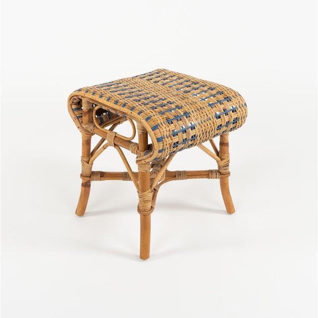Mid-Century Rattan and Bamboo Stool, 1960s For Sale - Image 11 of 17