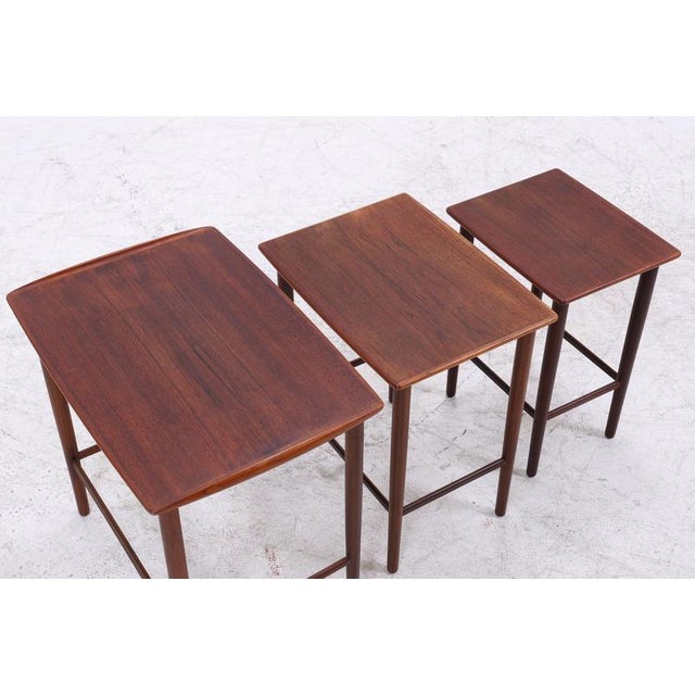 Brown Mid-Century Danish Teak Nesting Tables, Set of 3 For Sale - Image 8 of 13