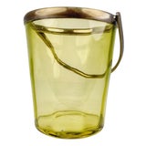 Mid-Century Modern Green Glass Ice Bucket with Metal Tongs For Sale