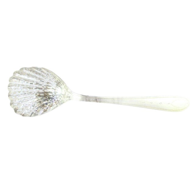 Metal Silver Dusting Spoon with Scalloped Edges Handle and Monogram Card For Sale - Image 7 of 7