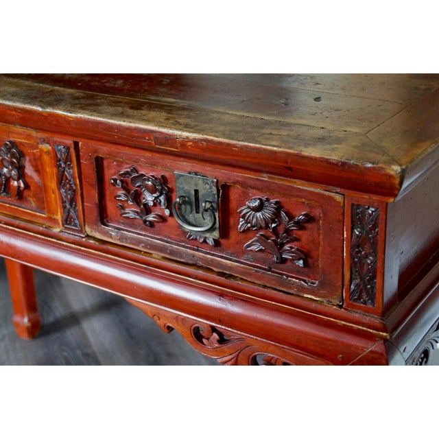 19th Century Red Lacquer Chinese Table For Sale - Image 6 of 9