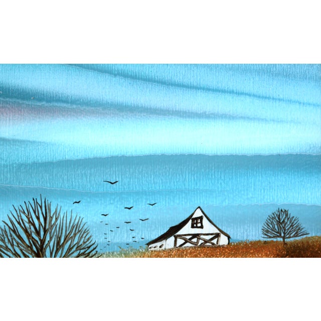 1980s Barn in Autumn - Small Country Landscape With Tree by M. Lemieux For Sale - Image 5 of 8