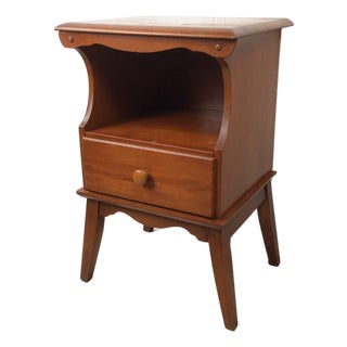 Mid Century Colonial Revival Solid Maple Nightstand With Drawer and Tall Tapered Legs For Sale
