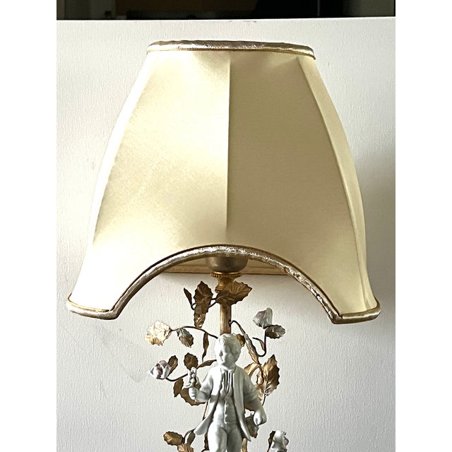 1960s Porcelain Table Lamp with Fabric Shade from Gulia Mangani for Sevres For Sale - Image 5 of 17