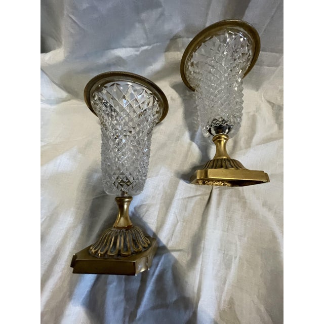 Crystal and Gilded Bronze Vases, 19th Century, Set of 2, in Very Good conditions. Designed before 1890