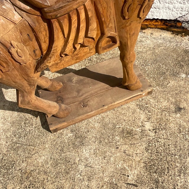 Vintage Carousel Boho Carved Wooden Horse For Sale - Image 11 of 12