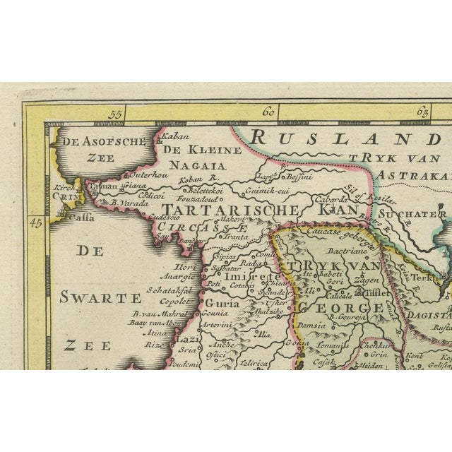 Paper Hand-Colored Dutch Map of the Persian Empire by Tirion, 1750 For Sale - Image 7 of 10