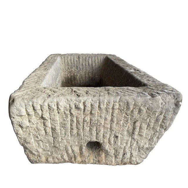 19th Century Antique Chinese Hand Chiseled Stone Trough/Planter For Sale In Los Angeles - Image 6 of 11