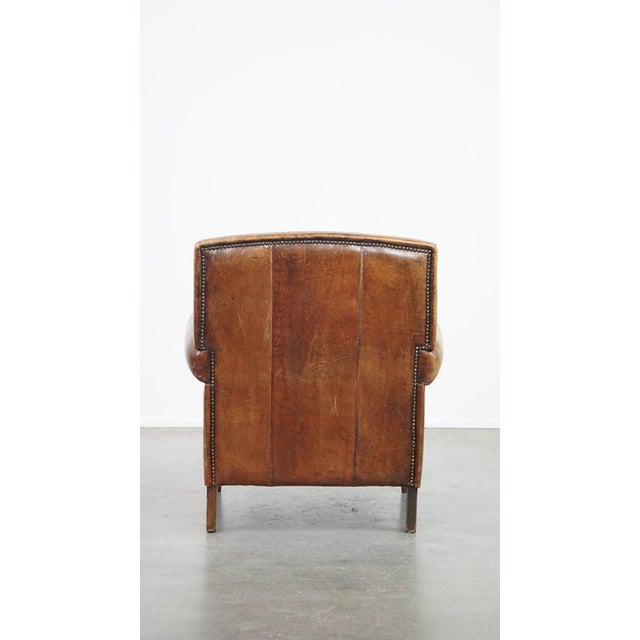 Leather Armchair with Decorative Nails For Sale - Image 4 of 14