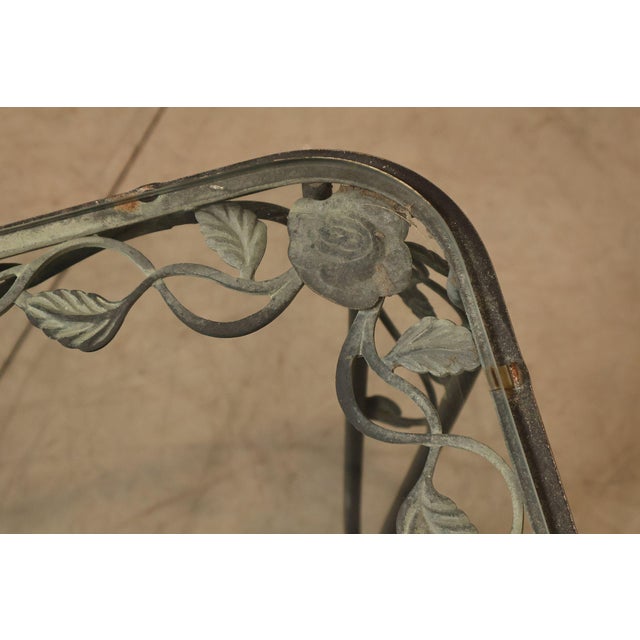 Vintage Glass Top Wrought Iron Patio Table For Sale - Image 9 of 18
