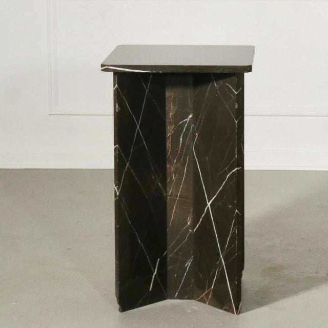 Black Minimalist X Form Nero Marquina Marble Side Table For Sale - Image 8 of 12