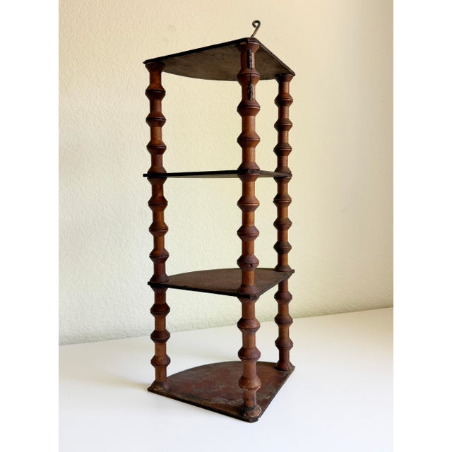 Antique Folk Art Spool Corner Shelf, Early 20th Century For Sale - Image 11 of 13