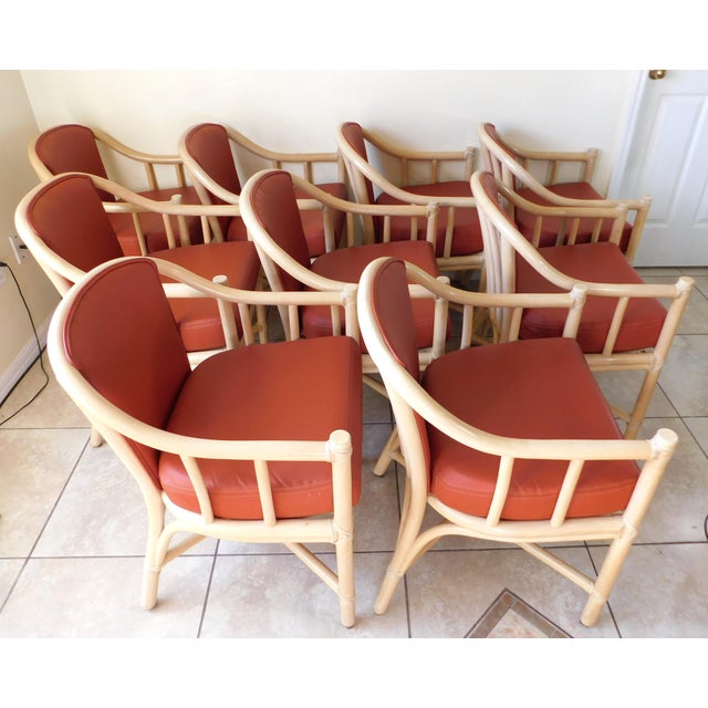 Set of 9 McGuire Rattan & Cane Club Chairs For Sale - Image 9 of 16