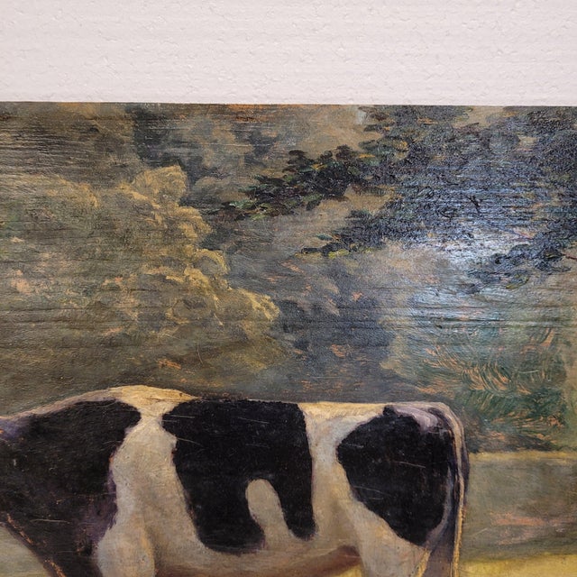 Roger Griboval, Rouen School Cow, 1980s, Oil on Board For Sale - Image 13 of 18