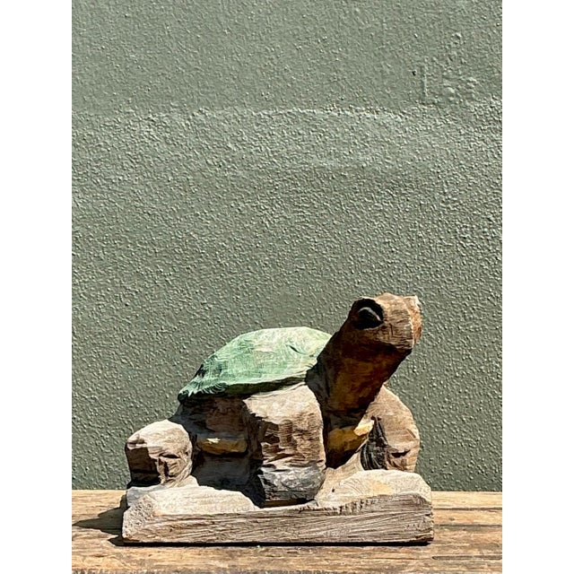 Vintage Hand Carved Turtle Sculpture For Sale - Image 10 of 12